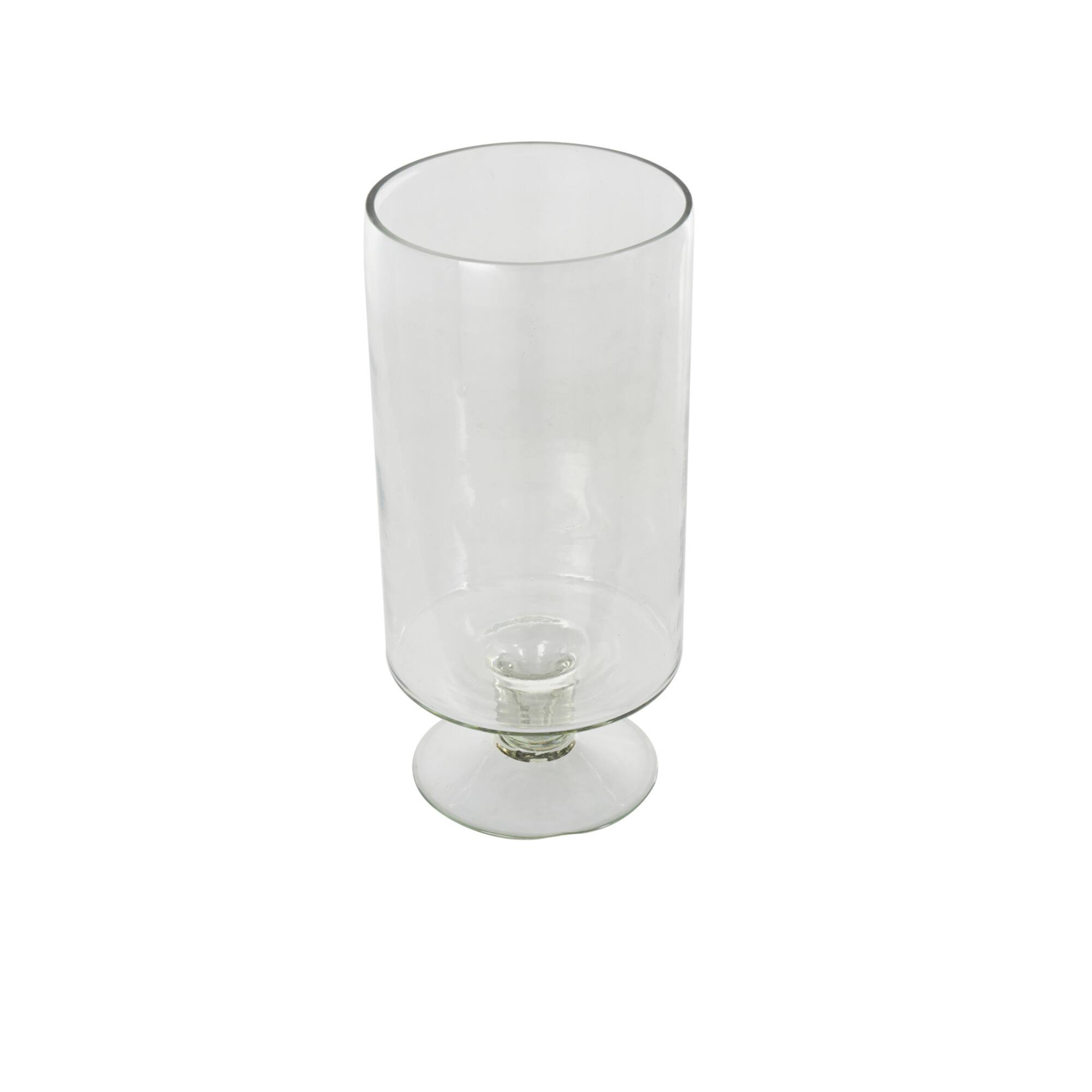 13" Clear Glass Hurricane Candle Holder with Elevated Base